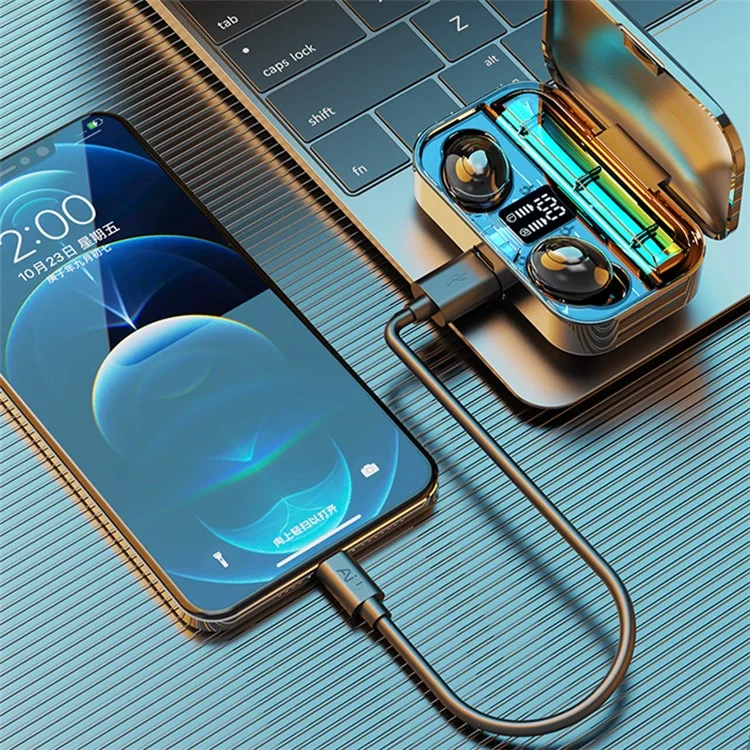 LB-9 TWS Mini Fone de Ouvido Bluetooth Fones de Ouvido Display Digital Sem Fio Esportes Estereo Gaming Music In-ear Headset - Preto