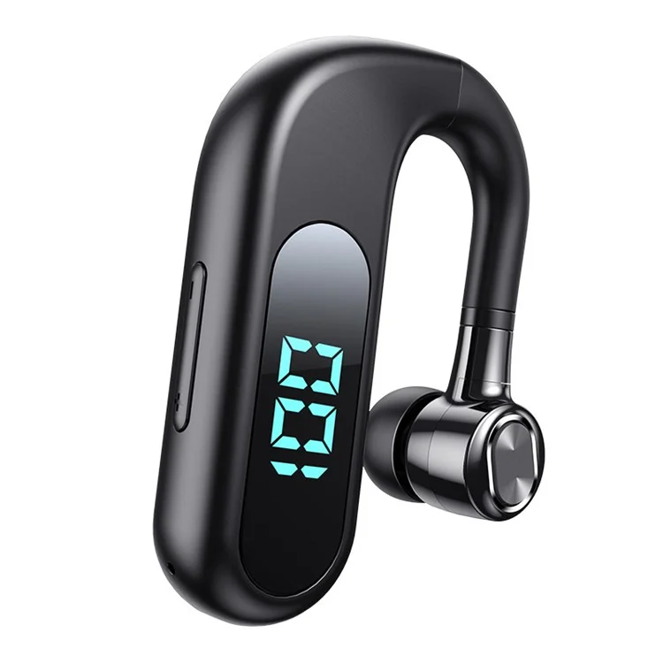 V13 Business Single Ear Earhook Wireless Bluetooth 5.2 Headset Hands-free Earphone with Smart Digital Display - Black