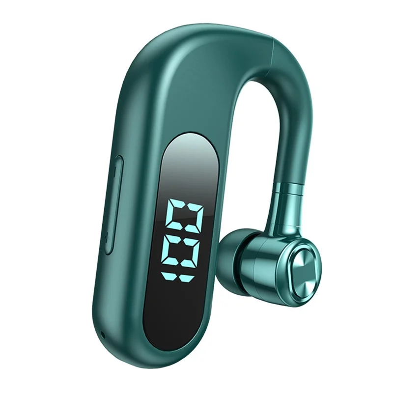 V13 Business Single Ear Earhook Wireless Bluetooth-compatible 5.2 Headset Hands-free Earphone with Smart Digital Display - Green