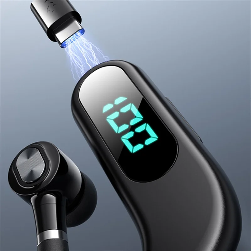 V13 Business Single Ear Earhook Wireless Bluetooth-compatible 5.2 Headset Hands-free Earphone with Smart Digital Display - Green