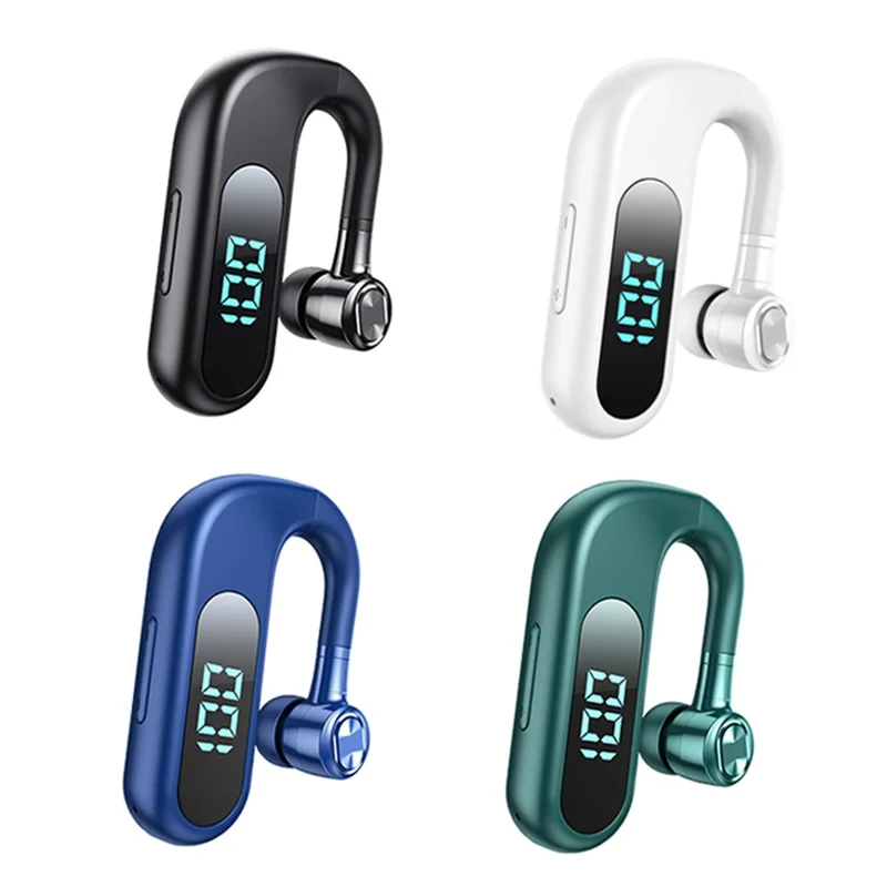 V13 Business Single Ear Earhook Wireless Bluetooth-compatible 5.2 Headset Hands-free Earphone with Smart Digital Display - Green
