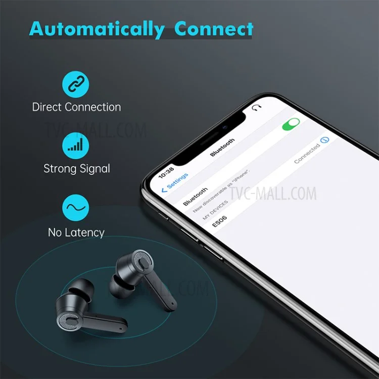 VINLLEY ES06 Bluetooth 5.1 TWS Smart Touch Control Auriculares Impermeables Auriculares Deportivos