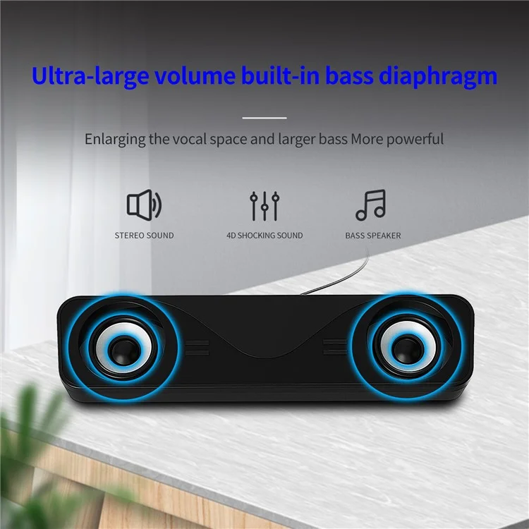 Y1 USB Wired Desktop Computer Speaker Stereo Bass Powerful Music Subwoofer