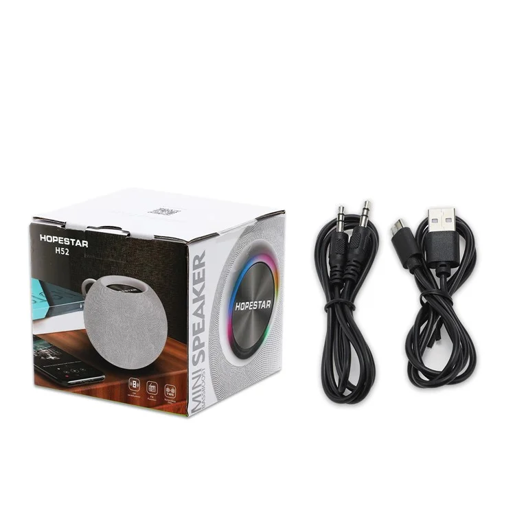HOPESTAR H52 Portable Ball Shape Wireless Bluetooth-compatible Speaker Outdoor Waterproof FM Radio TF AUX Music Subwoofer - White