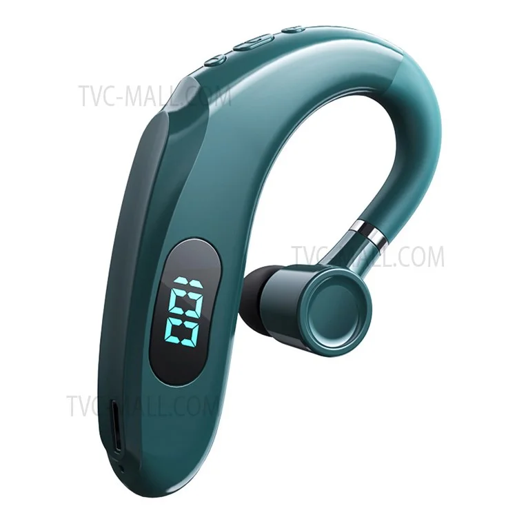Q20 Wireless Bluetooth-compatible Headphones with LED Digital Display Single Ear Hook Earphones - Green