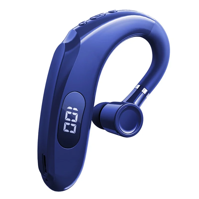 Q20 Wireless Bluetooth-compatible Headphones with LED Digital Display Single Ear Hook Earphones - Blue