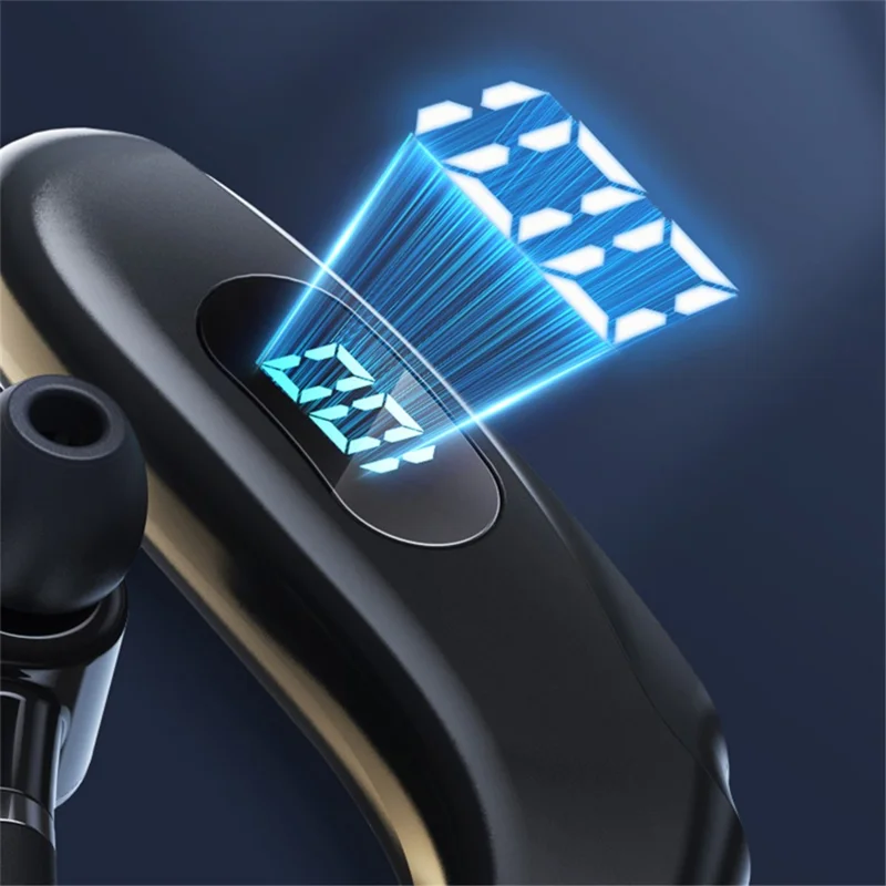 Q20 Wireless Bluetooth-compatible Headphones with LED Digital Display Single Ear Hook Earphones - Blue