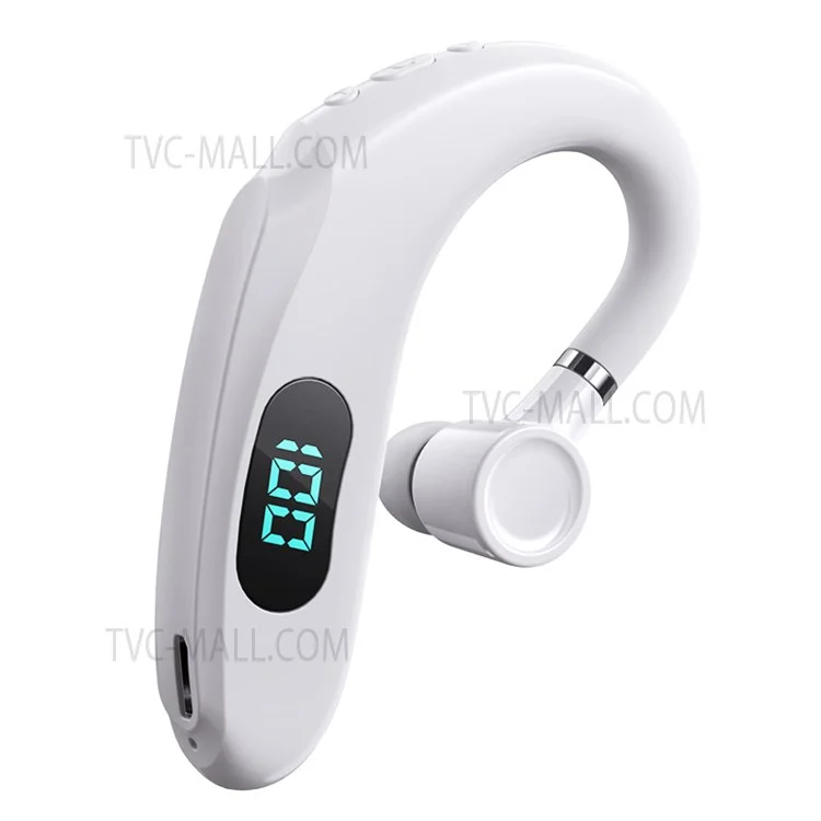 Fones de ouvido Bluetooth sem fio Q20 com display digital LED e gancho para orelha única - Branco