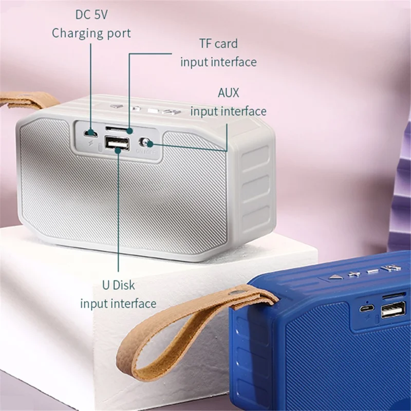 T&G TG296 Portable Bluetooth-compatible Speaker Waterproof Wireless Speaker Support TF Card/FM/3.5mm AUX/U Disk/Hard Disk/Hands-Free Calling (CE) - Grey