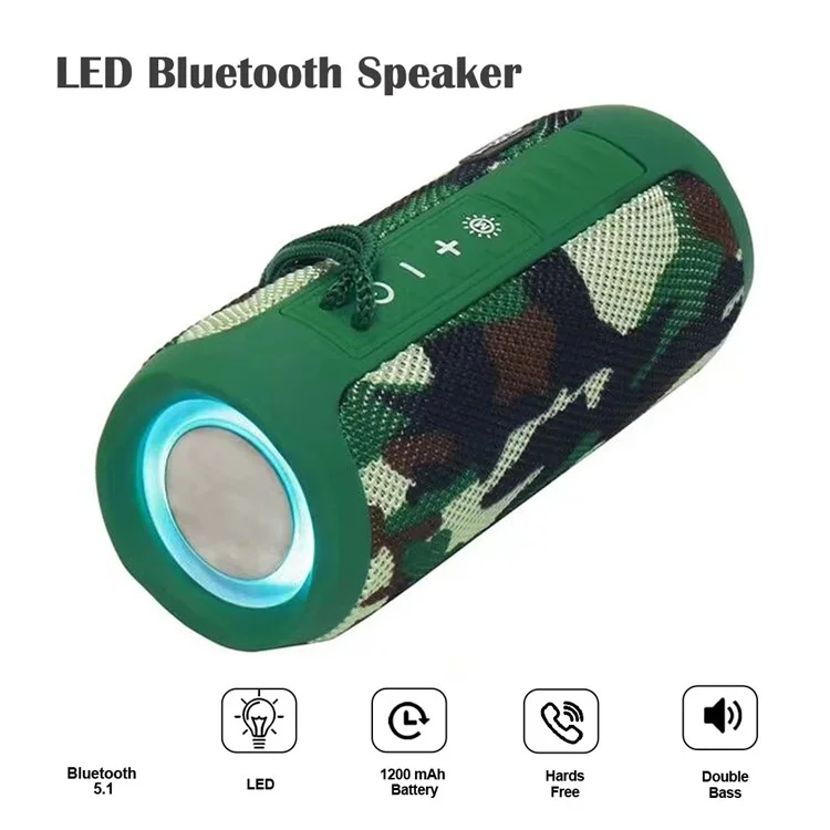 TG227 Outdoor Portable Wireless Bluetooth Speaker IPX5 Waterproof Subwoofer Stereo Sound Amplifier USB Speaker Support FM TF (CE) - Black