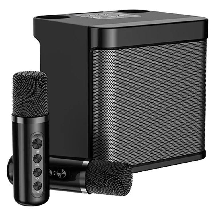 YS-203 Portable K Song Bluetooth-compatible Soundbox Speaker Wireless Microphone Set Outdoor Family Party Singing Song Subwoofer - Black