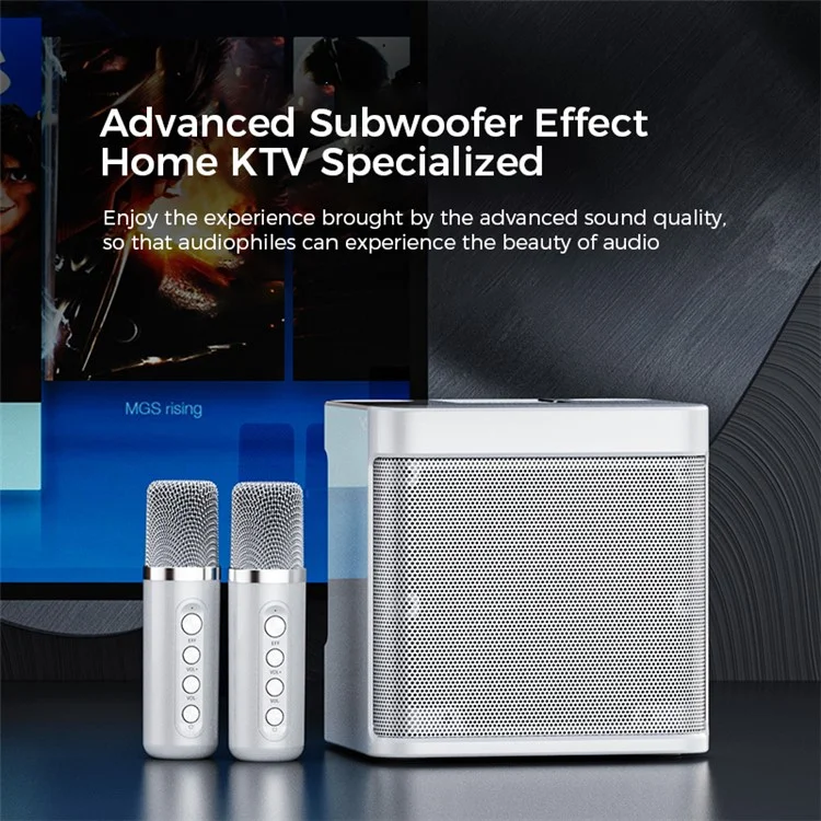 YS-203 Portable K Song Bluetooth-compatible Soundbox Speaker Wireless Microphone Set Outdoor Family Party Singing Song Subwoofer - Black