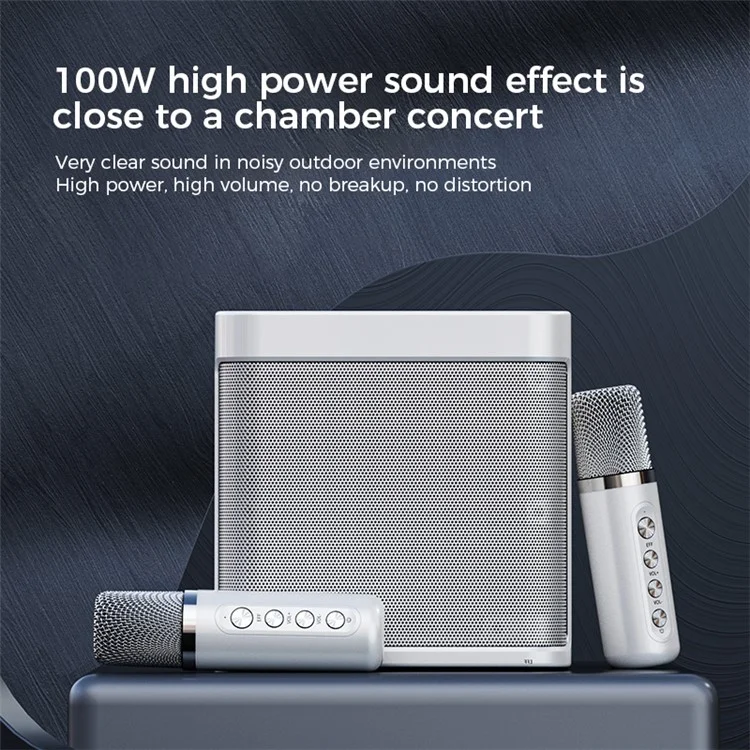 YS-203 Portable K Song Bluetooth-compatible Soundbox Speaker Wireless Microphone Set Outdoor Family Party Singing Song Subwoofer - Black