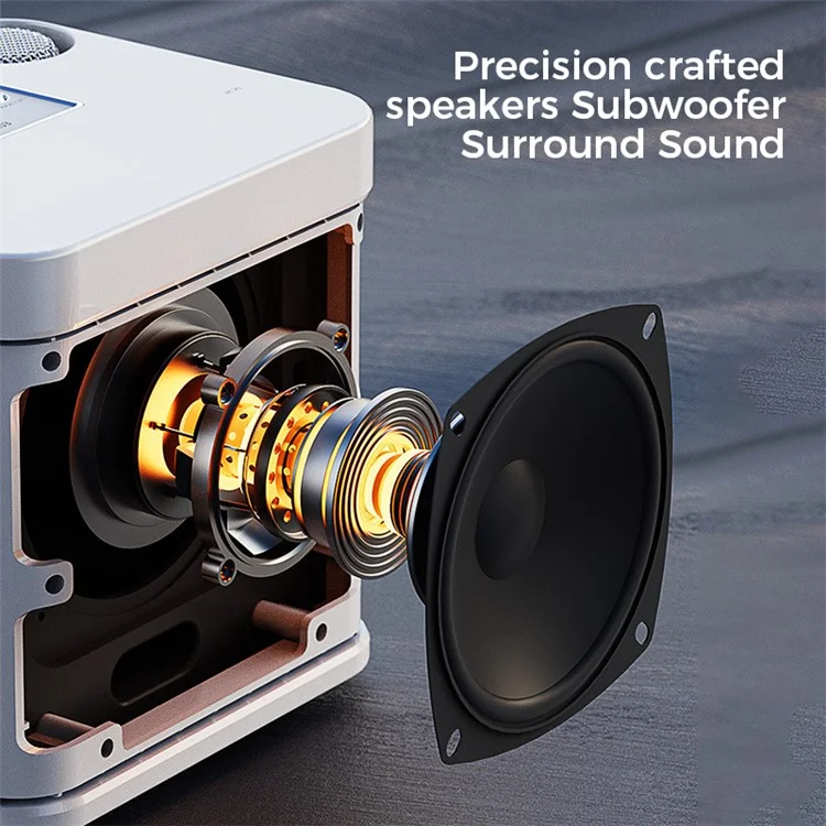 YS-203 Portable K Song Bluetooth-compatible Soundbox Speaker Wireless Microphone Set Outdoor Family Party Singing Song Subwoofer - Black