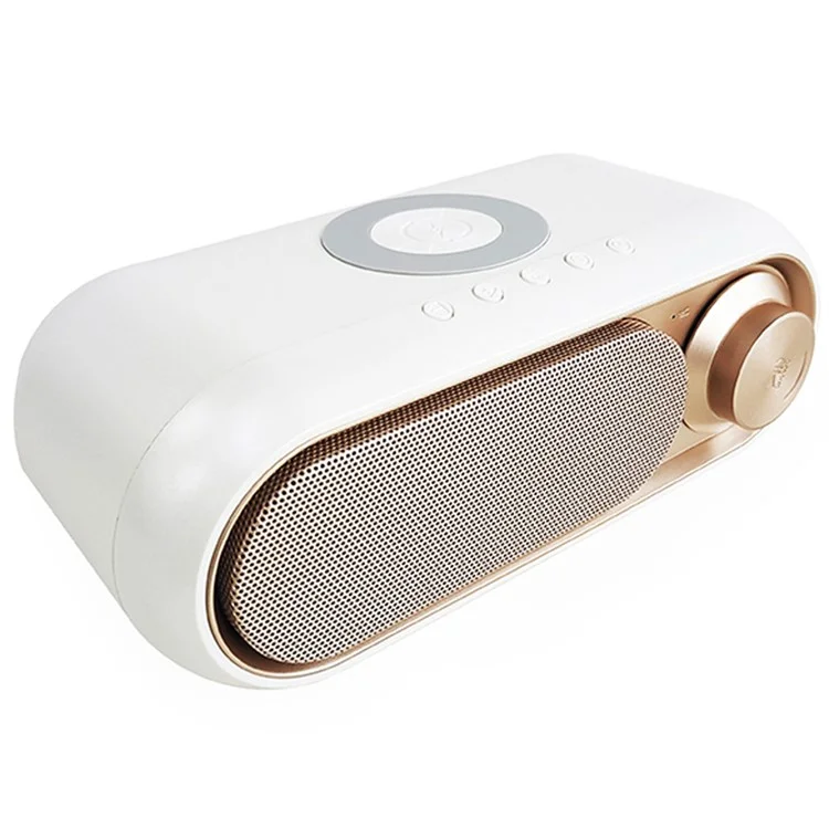 WD-300 10W Phone Wireless Charger Rechargeable FM Radio Bluetooth-compatible Speaker Music Loudspeaker with Digital Alarm Clock - White