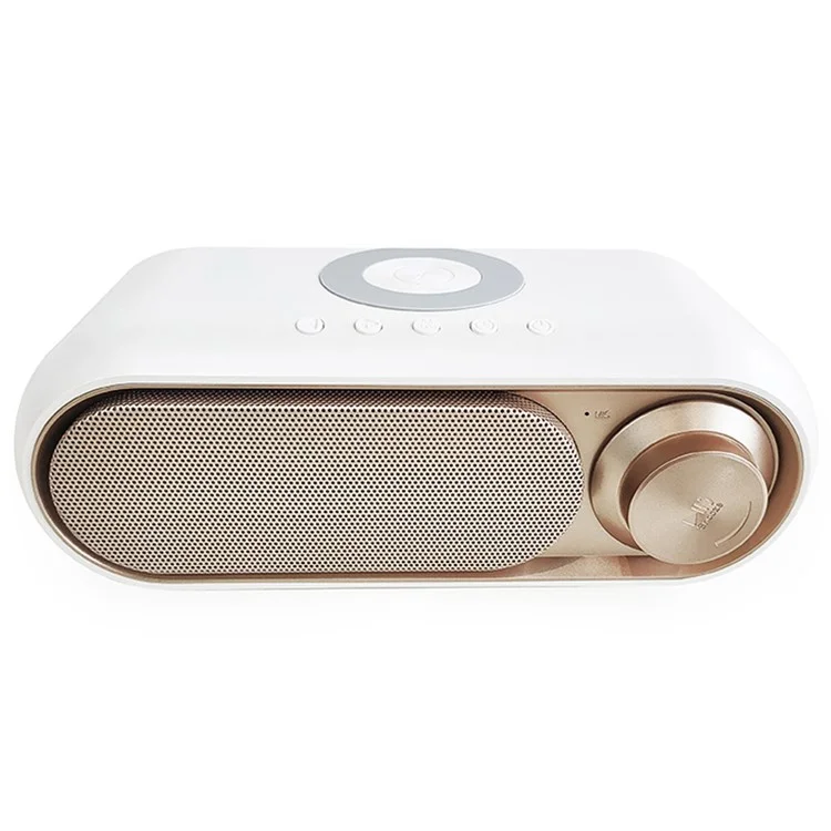 WD-300 10W Phone Wireless Charger Rechargeable FM Radio Bluetooth-compatible Speaker Music Loudspeaker with Digital Alarm Clock - White