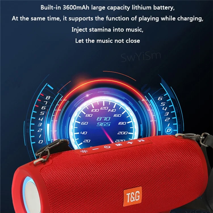 T&G TG322 Portable 20W Bluetooth Wireless Speaker High Power Waterproof Computer Subwoofer Speaker Sound Amplifier with RGB Light Support FM TF Card (CE) - Red