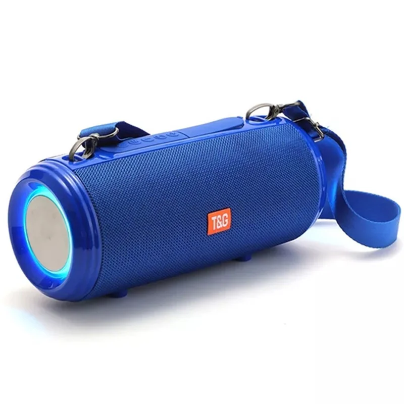 T&G TG537 RGB Licht Bluetooth-kompatibler Lautsprecher, Hochleistungs-Wasserfester Tragbarer Computer-Subwoofer-Lautsprecher, unterstützt FM und TF-Karte - Blau
