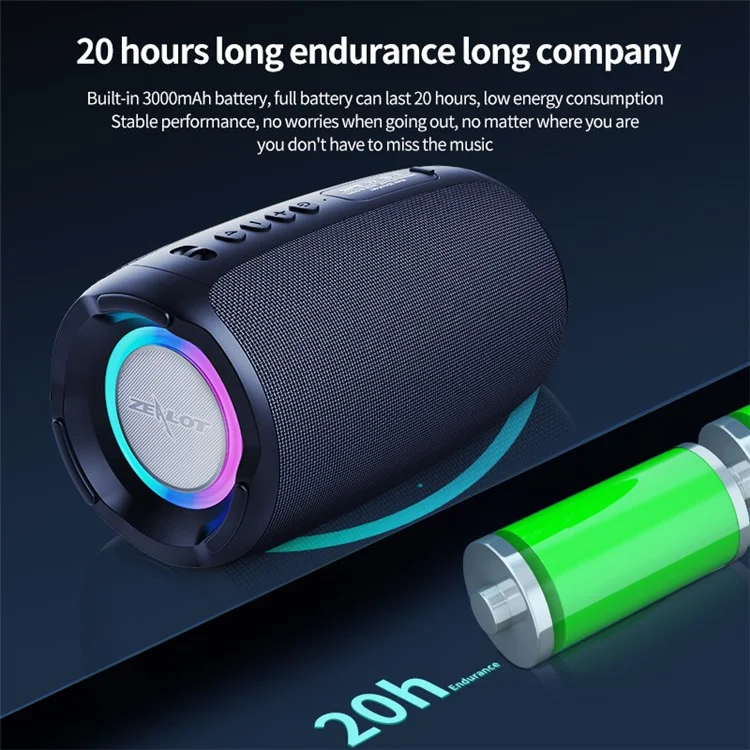 Портативная беспроводная колонка ZEALOT S61 с Bluetooth, для использования на улице, с функцией вызова и стереозвуком, сабвуфером