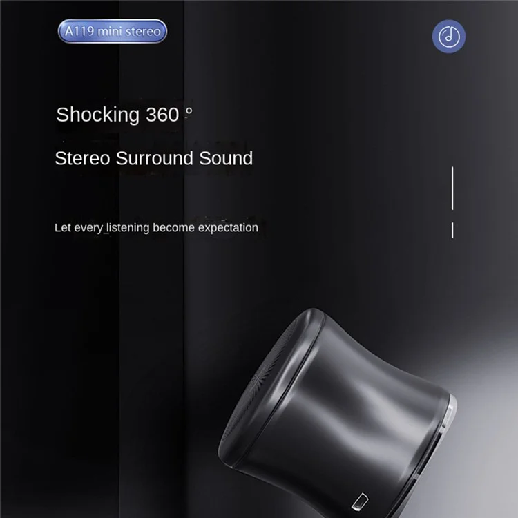 EWA A119 Portable Wireless Bluetooth-compatible Speaker IPX7 Waterproof Ultra Small Speaker Metal Case Sound Amp for Laptops Mobile Phones - Black