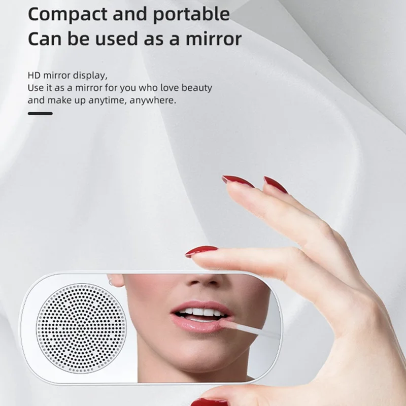 Z7 Portable Wireless Speaker Digital Bluetooth-compatible 5.0 Sound Amplifier Multifunction Mirror Alarm Clock with FM Radio Music - White