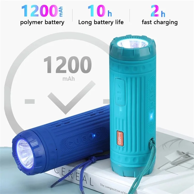 T&G TG312 Portable Bluetooth Speaker Wireless Bike FM Radio Outdoor Waterproof Soundbar Loudspeaker with Flashlight - Blue