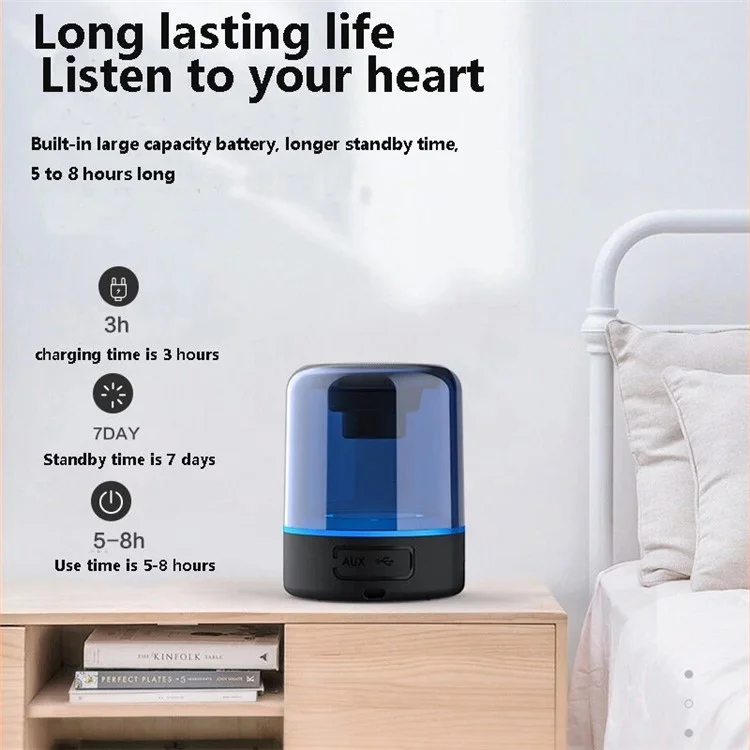 JY03 Speaker Wireless Portatile TWS Subwoofer Musica Stereo Trasparente RGB Light Speaker Per la Festa Della Camera da Letto Per la Casa