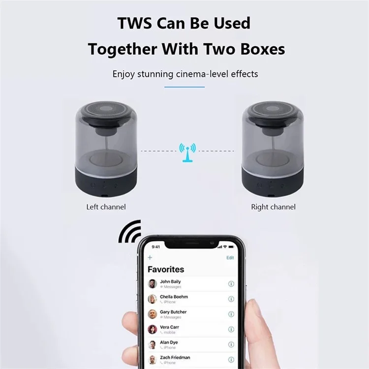 JY03 Speaker Wireless Portatile TWS Subwoofer Musica Stereo Trasparente RGB Light Speaker Per la Festa Della Camera da Letto Per la Casa