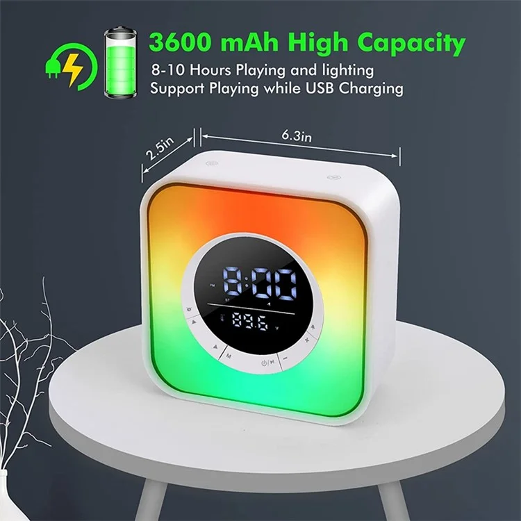 P10 Multifunction Bluetooth-compatible Speaker Color Changing LED Touch Mood Light Digital Alarm Clock Thermometer (CE Certified)