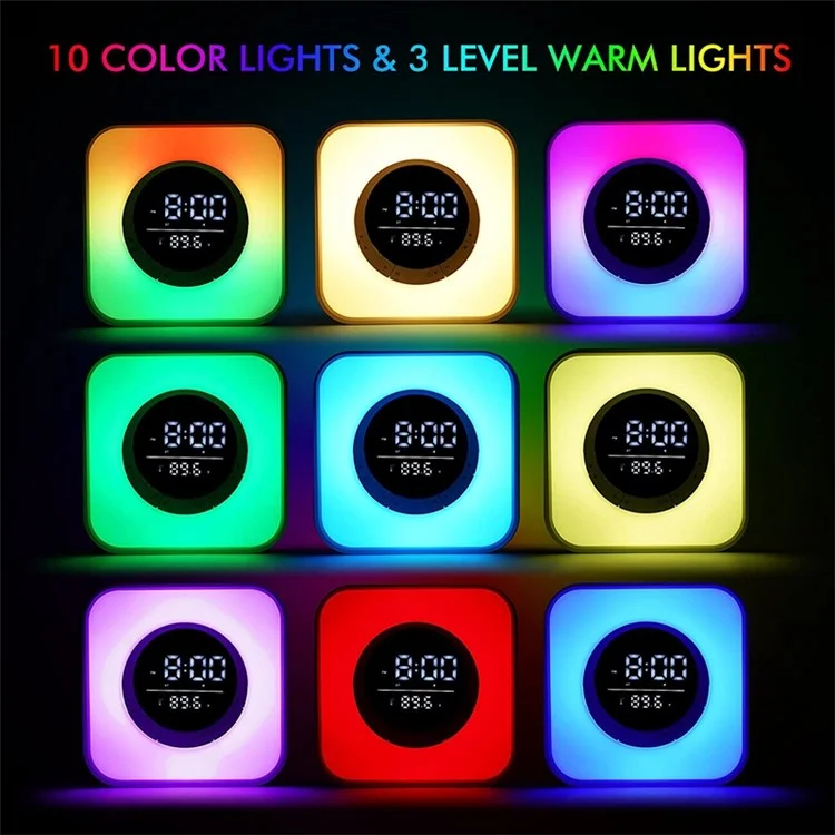 P10 Multifunction Bluetooth-compatible Speaker Color Changing LED Touch Mood Light Digital Alarm Clock Thermometer (CE Certified)