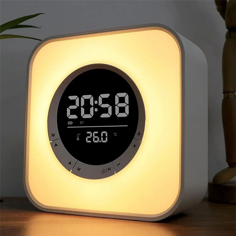 P10 Multifunction Bluetooth-compatible Speaker Color Changing LED Touch Mood Light Digital Alarm Clock Thermometer (CE Certified)