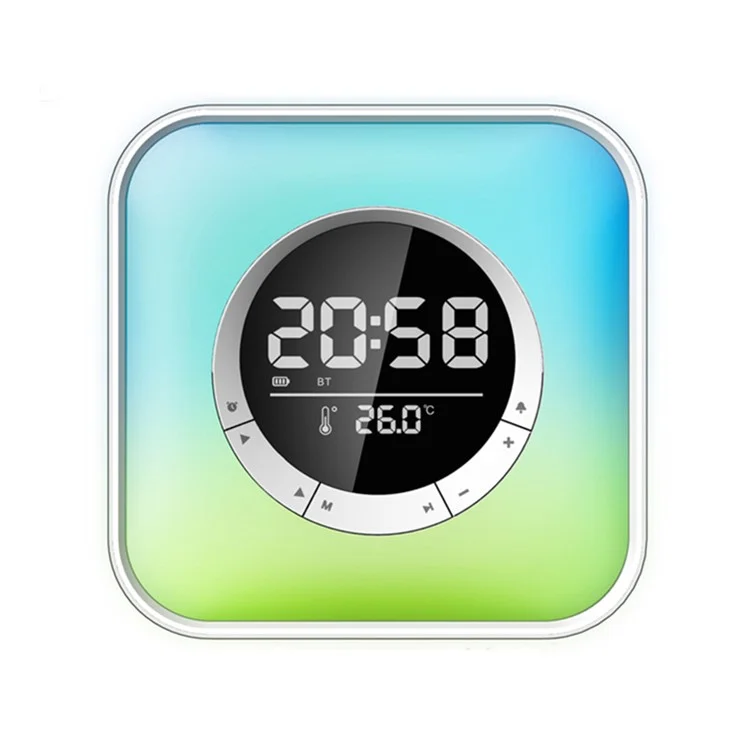 P10 Multifunction Bluetooth-compatible Speaker Color Changing LED Touch Mood Light Digital Alarm Clock Thermometer (CE Certified)