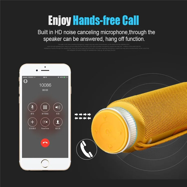 T&G TG326 Altavoz Bluetooth para exteriores Portátil Radio inalámbrica Altavoz de sonido con control de volumen giratorio Soporte TF/U Disk (CE) - Amarillo