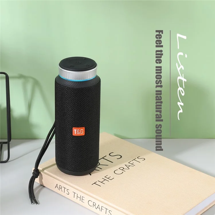T&G TG326 Outdoor Bluetooth-compatible Speaker Portable Wireless Radio Speaker Sound Amp with Rotary Button Volume Control Support TF/U Disk (CE) - Black
