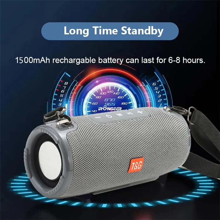 Haut-parleur Bluetooth T&G TG324 Haute Puissance Antipoussiérage Portable Caisson de Basses Enceinte Son Amp avec Bandoulière Support FM/TF pour Ordinateurs Portables Téléphones Mobiles (CE) - Bleu