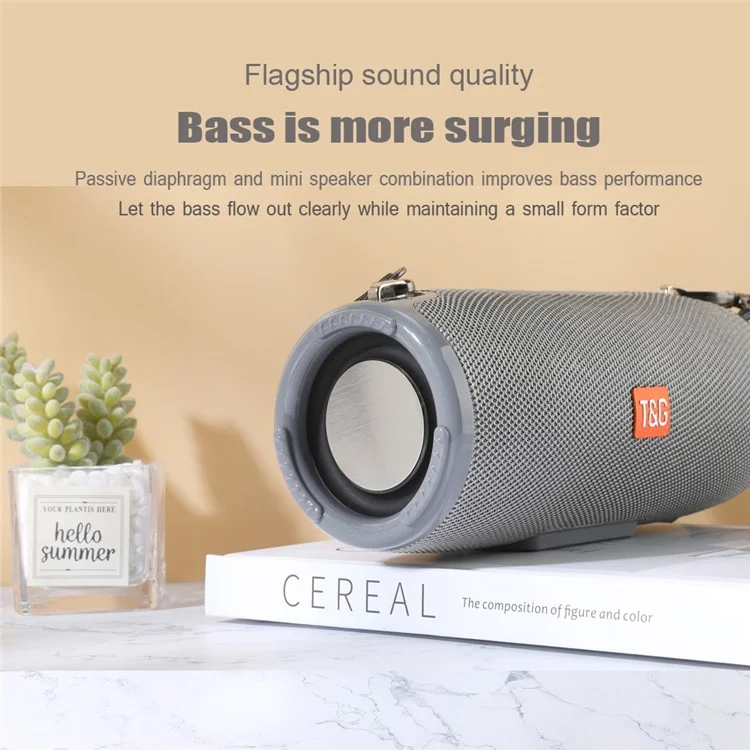 Haut-parleur Bluetooth T&G TG324 Haute Puissance Antipoussiérage Portable Caisson de Basses Enceinte Son Amp avec Bandoulière Support FM/TF pour Ordinateurs Portables Téléphones Mobiles (CE) - Bleu