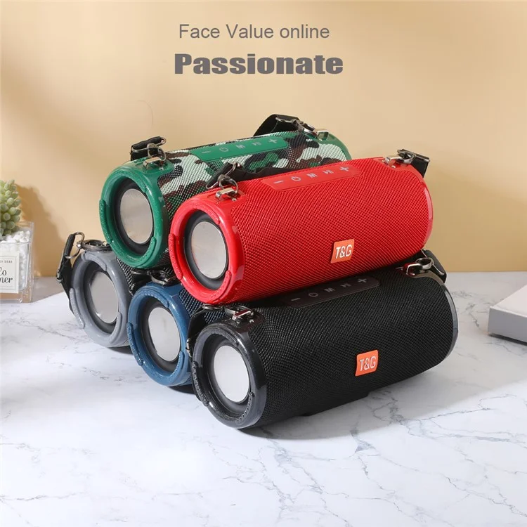 Haut-parleur Bluetooth T&G TG324 Haute Puissance Antipoussiérage Portable Caisson de Basses Enceinte Son Amp avec Bandoulière Support FM/TF pour Ordinateurs Portables Téléphones Mobiles (CE) - Bleu