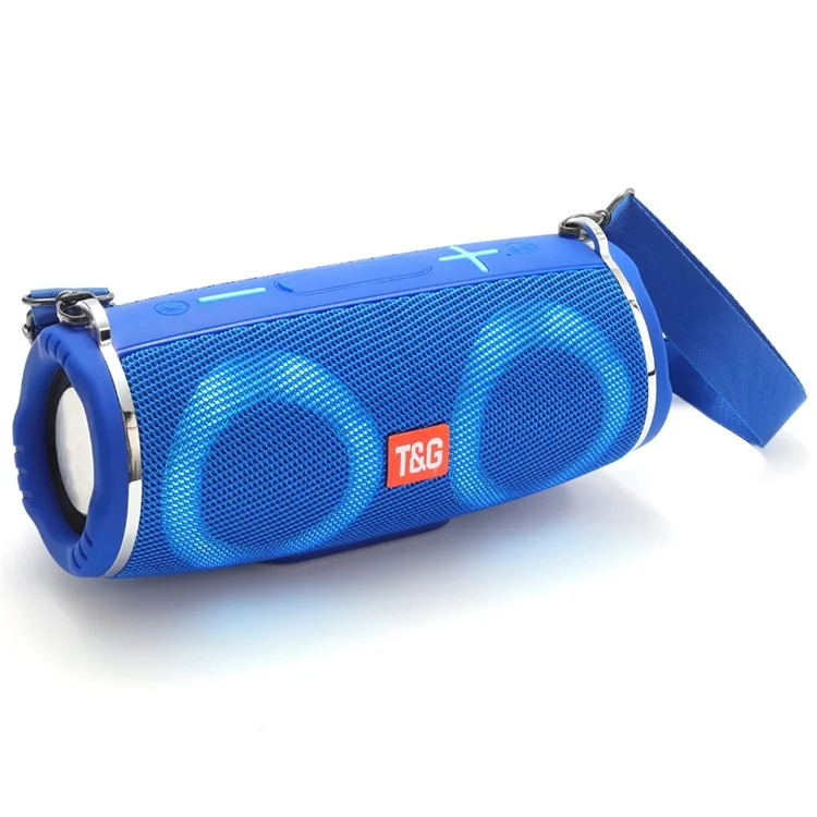 T&G TG642 RGB Light Bluetooth Speaker High Power Waterproof Wireless Speaker Support FM/TF Portable Subwoofer Speaker with Shoulder Strap for Laptops (CE) - Blue