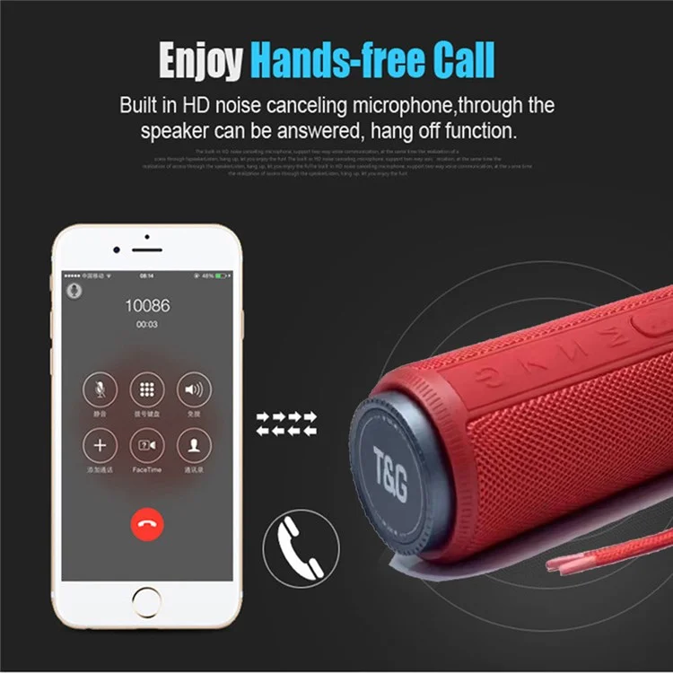 T&G TG332 Enceinte Portable Étanche Haute Puissance Haut-Parleur FM avec Carte TF Plug and Play (CE) - Rouge