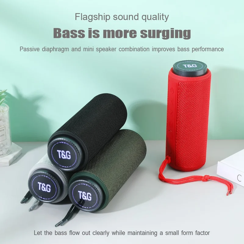 T&G TG332 Portable Speaker Waterproof High Power FM Speaker Box Plug and Play TF Card (CE) - Green