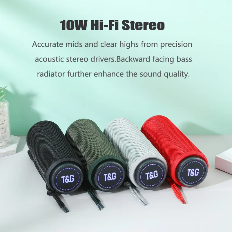 T&G TG332 Portable Speaker Waterproof High Power FM Speaker Box Plug and Play TF Card (CE) - Green