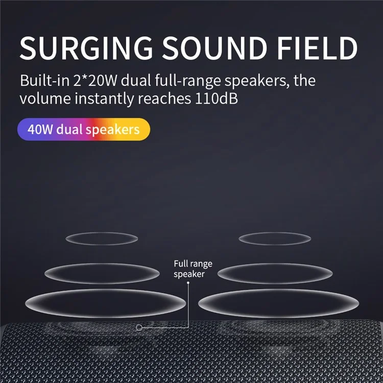 CYBORIS CYB-S7 RGB 40W Subwoofer IPX7 Waterproof TWS Bluetooth-compatible Speaker