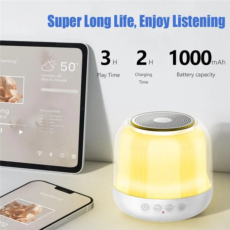 Altavoz Mini Portable JY12 Con 360 Grados de Luz RGB LED LED Cambio de Multicolor Bluetooth Subwoofer Inalámbrico - Blanco