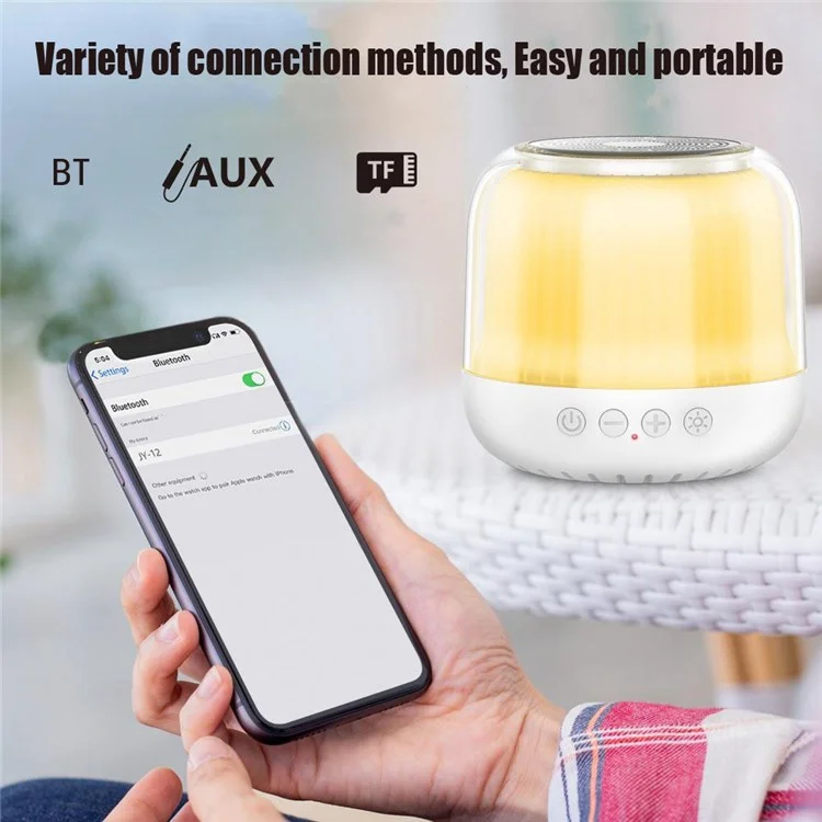 Altavoz Mini Portable JY12 Con 360 Grados de Luz RGB LED LED Cambio de Multicolor Bluetooth Subwoofer Inalámbrico - Blanco