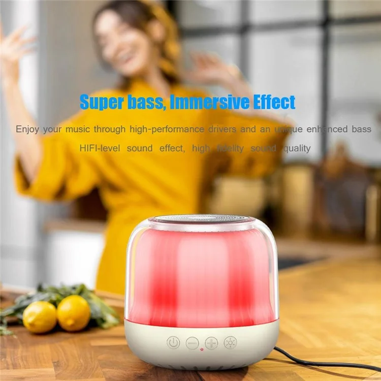 Altavoz Mini Portable JY12 Con 360 Grados de Luz RGB LED LED Cambio de Multicolor Bluetooth Subwoofer Inalámbrico - Blanco