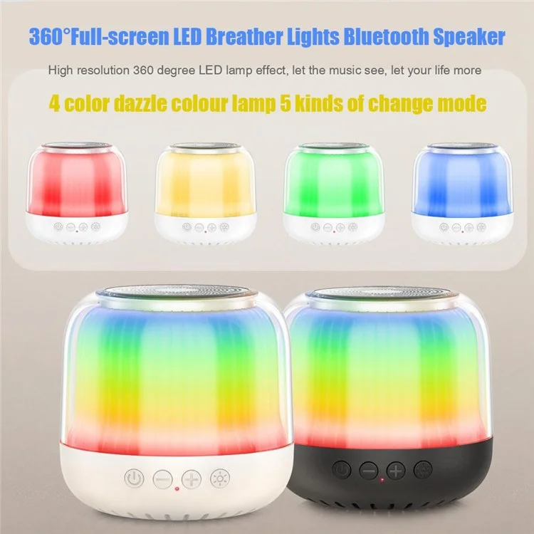 Altavoz Mini Portable JY12 Con 360 Grados de Luz RGB LED LED Cambio de Multicolor Bluetooth Subwoofer Inalámbrico - Blanco