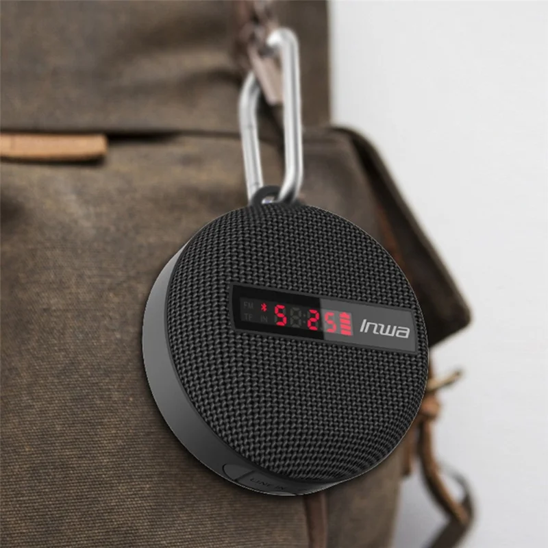 INWA Outdoor Riding Wireless Speaker with Smart LED Digital Display Portable Bluetooth-compatible Speaker lPX65 Waterproof Subwoofer Sound Amplifier Support Hands-Free Calling (CE) - Red
