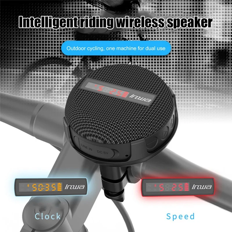 INWA Outdoor Riding Wireless Speaker with Smart LED Digital Display Portable Bluetooth-compatible Speaker lPX65 Waterproof Subwoofer Sound Amplifier Support Hands-Free Calling (CE) - Red