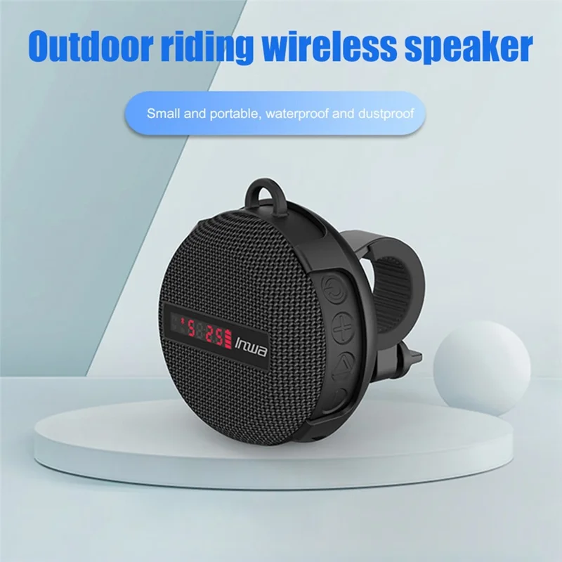 INWA Outdoor Riding Wireless Speaker with Smart LED Digital Display Portable Bluetooth-compatible Speaker lPX65 Waterproof Subwoofer Sound Amplifier Support Hands-Free Calling (CE) - Red