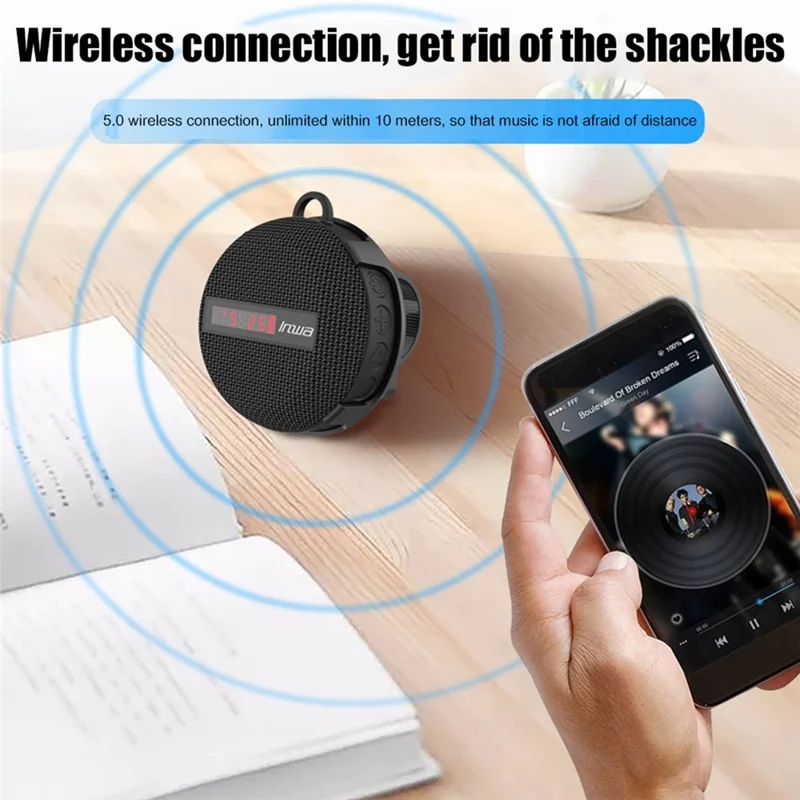 INWA Outdoor Riding Wireless Speaker with Smart LED Digital Display Portable Bluetooth-compatible Speaker lPX65 Waterproof Subwoofer Sound Amplifier Support Hands-Free Calling (CE) - Red